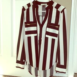 Black & White Blouse SZ S With Gold Detailing